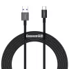 Cabo de carregamento rápido e dados Baseus Superior Series USB-A para USB-C, 66W (11V/6A), 2m, preto (CATYS-A01)
