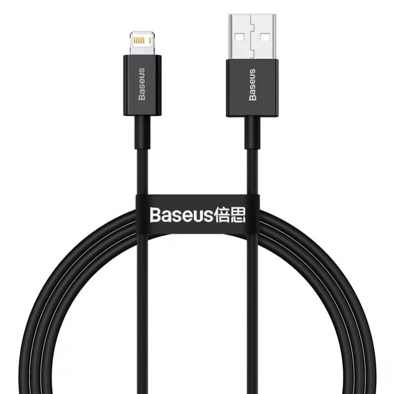 Baseus Cabo de carregamento rápido e dados USB-A para Lightning Superior 1m preto (CALYS-A01)