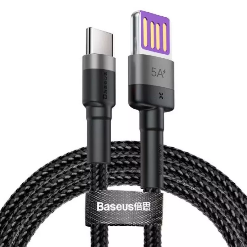 Baseus Cafule SuperCharge Cabo de USB-A para USB-C, 40W, 5A, QC 3.0, 1 m, preto/cinzento