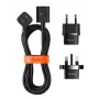 Cabo / extensão universal Baseus PowerCombo com mini-régua de tomadas 1m preto (adaptadores de rede EU e UK)