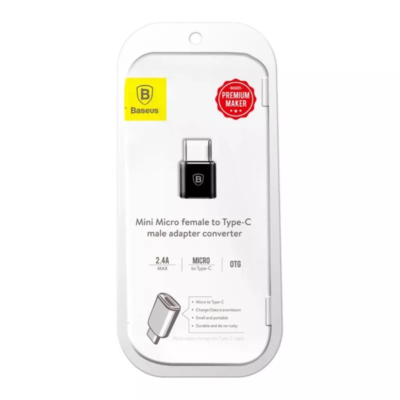 Baseus Adaptador OTG USB 2.0 Type-C para Micro USB (Preto)