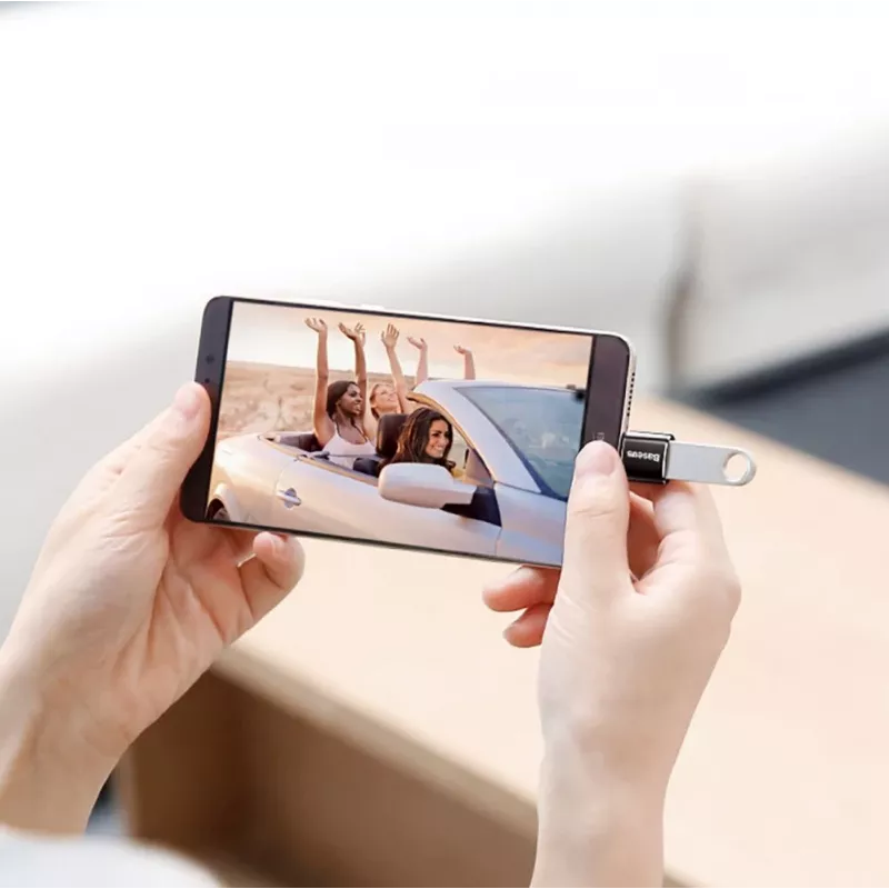 Baseus Adaptador OTG USB 2.0 Type-C para Micro USB (Preto)