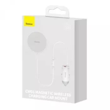Baseus Carregador de automóvel sem fios com MagSafe 15W suporte para saída de ar + USB Type-C 25W branco