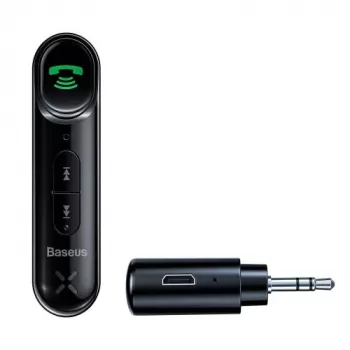 Baseus WXQY-01 Recetor Bluetooth 5.0 AUX para automóvel com função de carregamento Micro-USB – alcance de 10 m, 145 mAh, preto