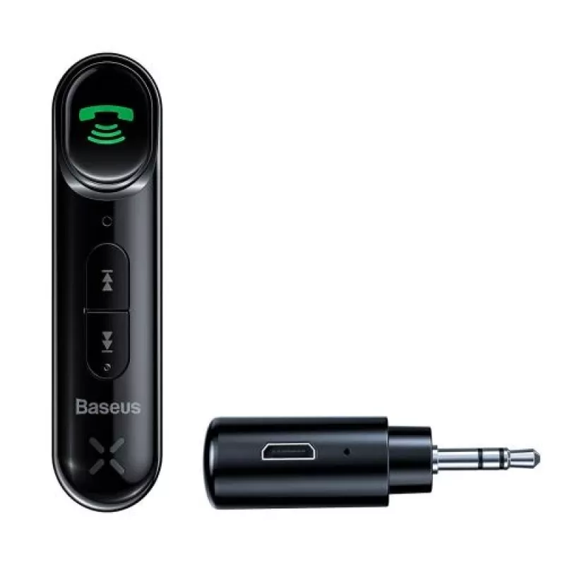 Baseus WXQY-01 Recetor Bluetooth 5.0 AUX para automóvel com função de carregamento Micro-USB – alcance de 10 m, 145 mAh, preto