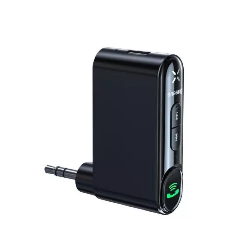 Baseus WXQY-01 Recetor Bluetooth 5.0 AUX para automóvel com função de carregamento Micro-USB – alcance de 10 m, 145 mAh, preto