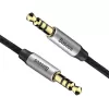Baseus Yiven M30 cabo de áudio de 3,5 mm (jack para jack) – 1 m, nylon entrançado, banhado a ouro, preto/prateado