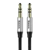 Baseus Yiven M30 cabo de áudio de 3,5 mm (jack para jack) – 1 m, nylon entrançado, banhado a ouro, preto/prateado