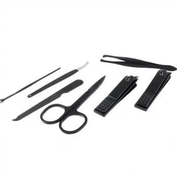 Conjunto de manicure Basic Nature Studio 5 peças, ferramentas em aço inoxidável com estojo dobrável em pele PU