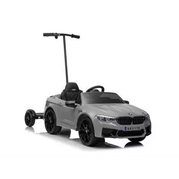 Carro a pilhas BMW M5 Z com plataforma para pais, prateado lacado