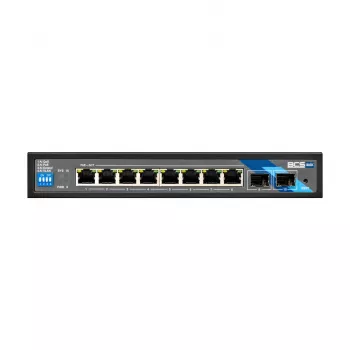 Switch BCS BCS-B-SP08G-2SFP 8 portas Gigabit PoE+ com 2 portas SFP, 240W, industrial, não gerido