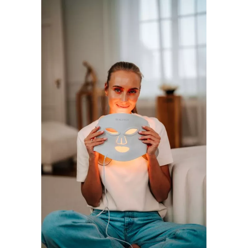 Beautifly AuraSkin Pro máscara facial de terapia de luz LED, 8 comprimentos de onda, 280 LED, 465-850 nm, sem fios