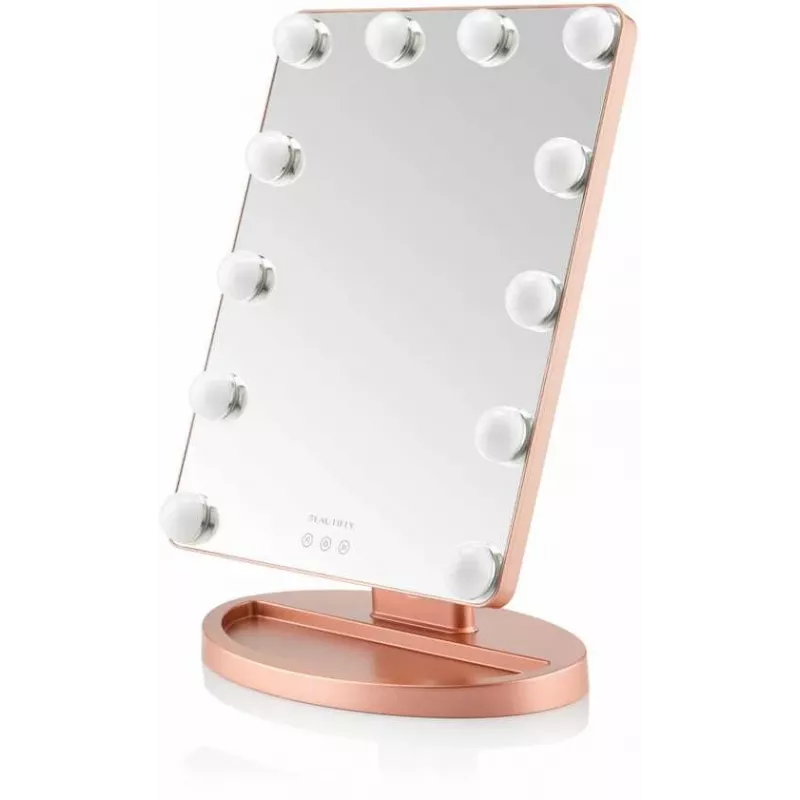 Beautifly GlamourVue espelho de maquilhagem LED com 3 modos de luz, regulação contínua, ampliação 1x/5x, painel tátil, recarregável 2000 mAh, USB-C, branco