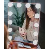 Beautifly GlamourVue espelho de maquilhagem LED com 3 modos de luz, regulação contínua, ampliação 1x/5x, painel tátil, recarregável 2000 mAh, USB-C, branco