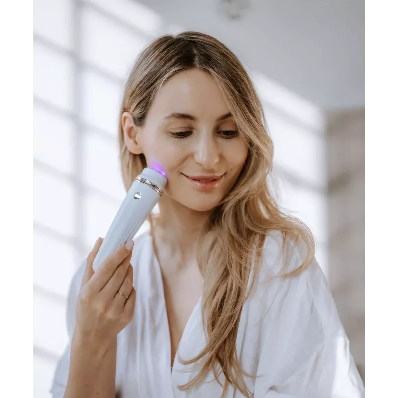Beautifly Glossy Acne Young escova de limpeza facial sónica com terapia de luz azul e função de aquecimento, rosa-ouro/rosa