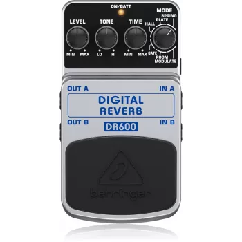 Pedal de efeitos de reverberação digital Behringer DR600, 6 modos, estéreo, preto/prateado