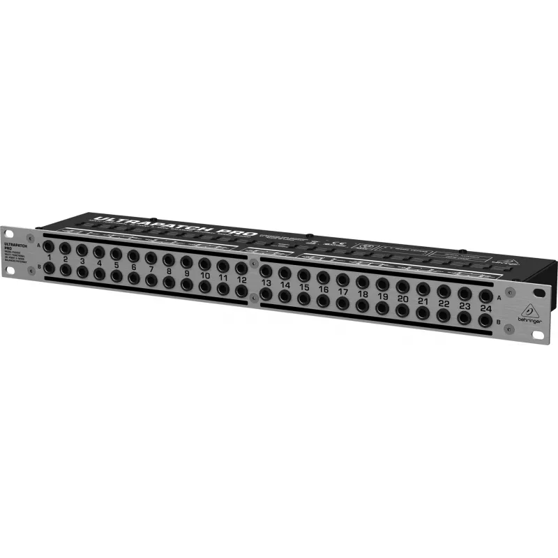Patch panel Behringer PX3000 48 pontos 1/4 polegadas TRS, montagem em rack 1U, comutação de 3 modos