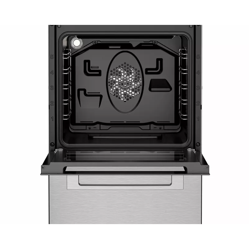 Fogão de indução independente BEKO FSM59300XDS com forno elétrico, aço inoxidável