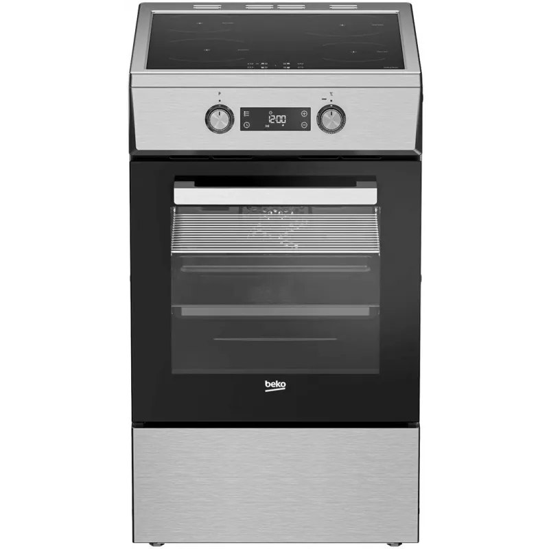 Fogão de indução independente BEKO FSM59300XDS com forno elétrico, aço inoxidável