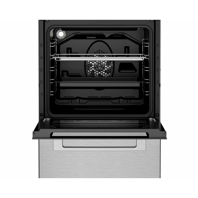 Fogão de indução independente BEKO FSM59300XDS com forno elétrico, aço inoxidável