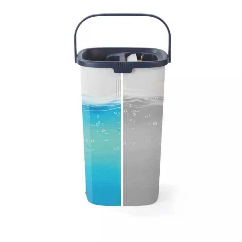 Beldray LA00000008EU7 conjunto de esfregona plana e balde – cinzento/azul, 5L com torção automática, cabo telescópico, microfibra