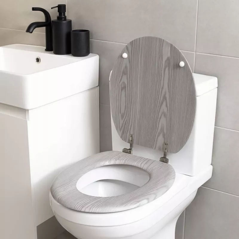 Beldray LA00000074GRYPEU7 Assento de sanita em madeira - fecho suave, cinzento, oval