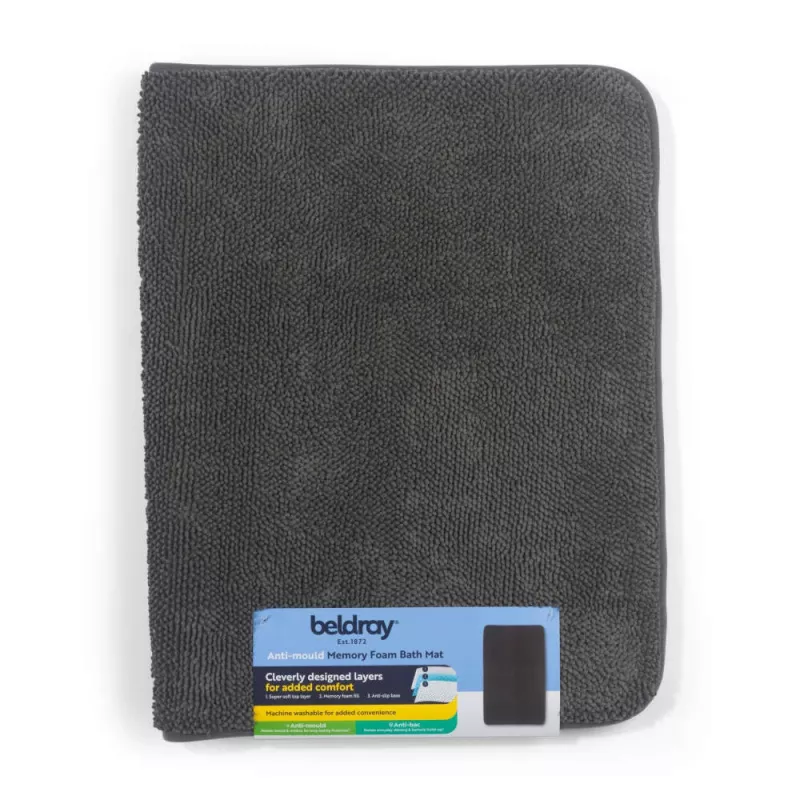 Beldray LA00000099CHEU7 Tapete de banho em espuma com memória anti-mofo 50 x 80 cm, cinzento