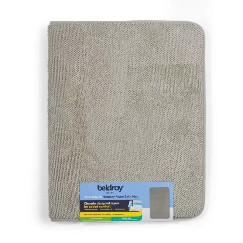 Tapete de banho anti-mofo em espuma viscoelástica Beldray LA00000099NEU7 50 x 80 cm, cinzento