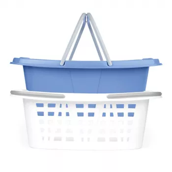 Conjunto de dois cestos de roupa Beldray LA030450CRNFPEU7, branco/azul