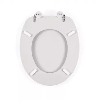 Beldray LA032355PGRY Assento de sanita em madeira, branco - fecho suave em D com dobradiças de fecho rápido