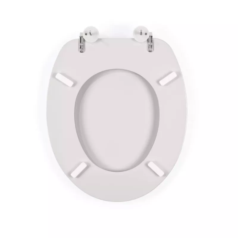 Beldray LA032355PGRY Assento de sanita em madeira, branco - fecho suave em D com dobradiças de fecho rápido