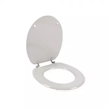 Beldray LA032355PGRY Assento de sanita em madeira, branco - fecho suave em D com dobradiças de fecho rápido