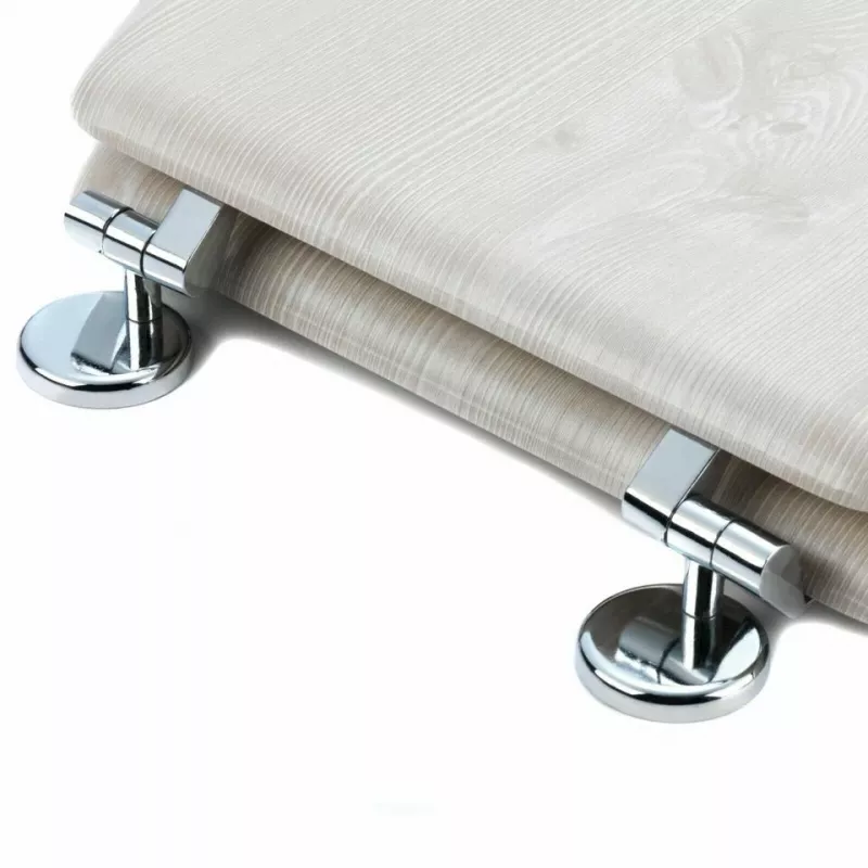 Assento de sanita em madeira MDF Beldray LA033710WOAKPFEU7, carvalho branco, fecho suave