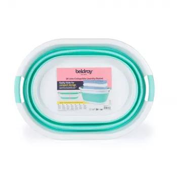 Cesto de roupa dobrável 28L Beldray LA034816MNTFPEU7, branco/menta