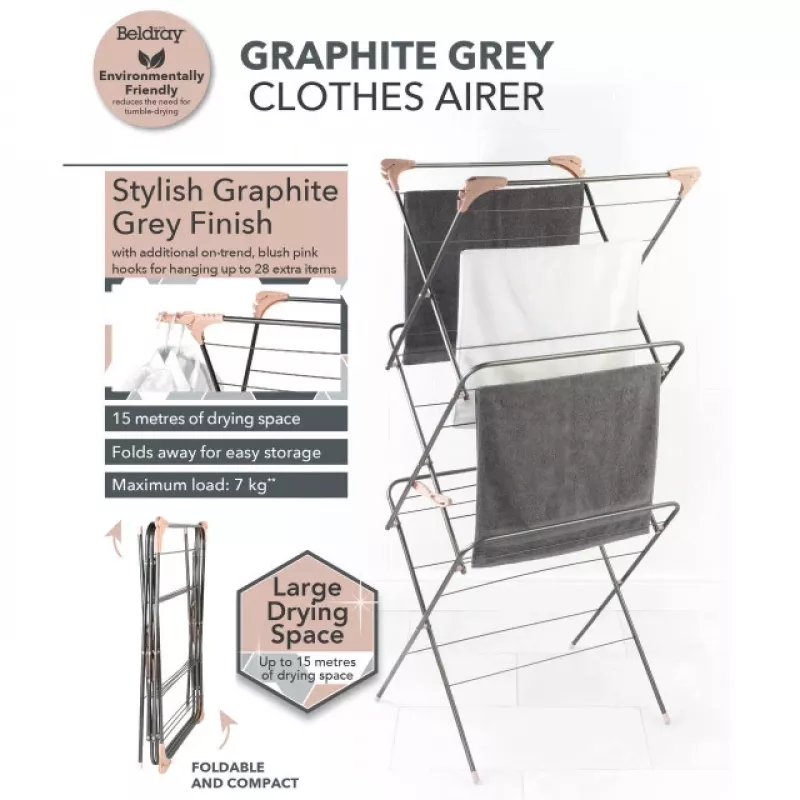 Estendal de 3 níveis Elegant Beldray LA072498GRYNFEU7, cinzento grafite