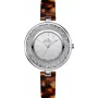 BELLEVUE D71 relógio analógico de quartzo para senhora 33mm caixa de aço inoxidável mostrador branco bracelete de couro preta