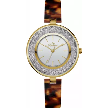 BELLEVUE D72 Relógio de mulher Quartzo Analógico 33mm Mostrador prateado Bracelete de pele preta