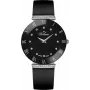 BELLEVUE E126 relógio de quartzo analógico mulher 26mm mostrador prateado pulseira de pele preta