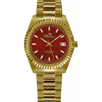 Relógio de quartzo BELLEVUE H18 mulher 30 mm mostrador prateado bracelete de pele preto