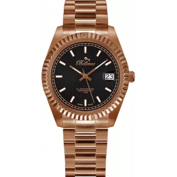Relógio de mulher BELLEVUE H25 analógico de quartzo 38 mm aço inoxidável bracelete mesh prateado