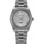 Relógio de quartzo BELLEVUE H3 para mulher 36mm aço inoxidável mostrador branco pele preta