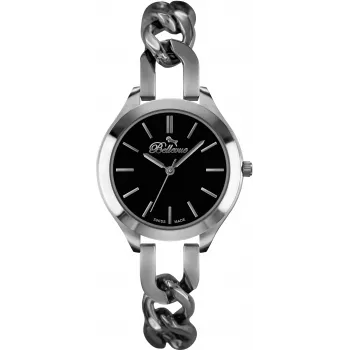 Relógio de mulher BELLEVUE A08 35mm quartzo analógico aço inoxidável couro preto