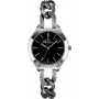 Relógio de mulher BELLEVUE A08 35mm quartzo analógico aço inoxidável couro preto