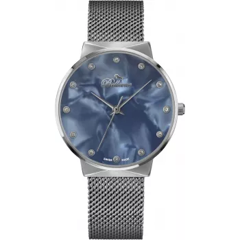 Relógio de quartzo de mulher BELLEVUE B14 33 mm prateado aço inoxidável malha