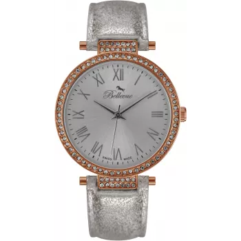 Relógio de mulher BELLEVUE B40 (36 mm) quartzo analógico prateado aço inoxidável malha