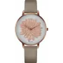 BELLEVUE B43-1 relógio analógico de quartzo para senhora 40mm mostrador prateado bracelete de couro preta