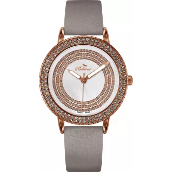 Relógio BELLEVUE Woman B44 35mm quartzo analógico caixa de aço inoxidável mostrador branco bracelete de pele preta