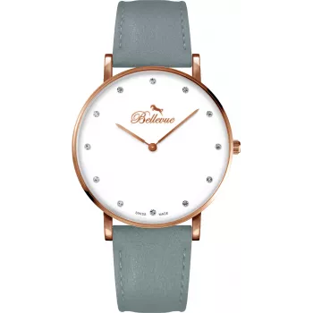 Relógio Bellevue mulher B55 40mm quartzo aço inoxidável rosa dourado