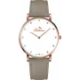 Relógio de quartzo analógico de mulher BELLEVUE B56 40 mm Caixa de aço inoxidável Bracelete de pele preta