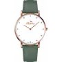 Relógio de mulher BELLEVUE B57 40mm quartzo analógico mostrador prateado pele preta